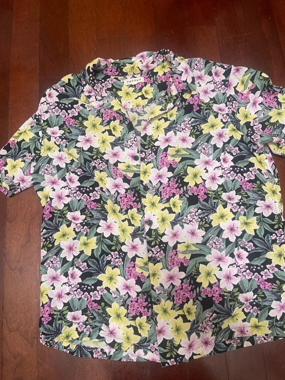 PacSun Men's Large Hawaiian Floral Rayon Camp Shirt
